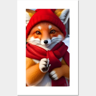 Christmas Cute Fox For Fox Lovers Posters and Art